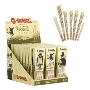G-ROLLZ | 6x Bio Organic Hemp 1¼ Size Pre-Rolled Cones (15 pack Display, 30 wraps) - [BG1173QA]